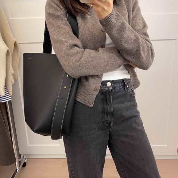 Jolina Leather Bucket Tote - Black - Picture 2 of 13